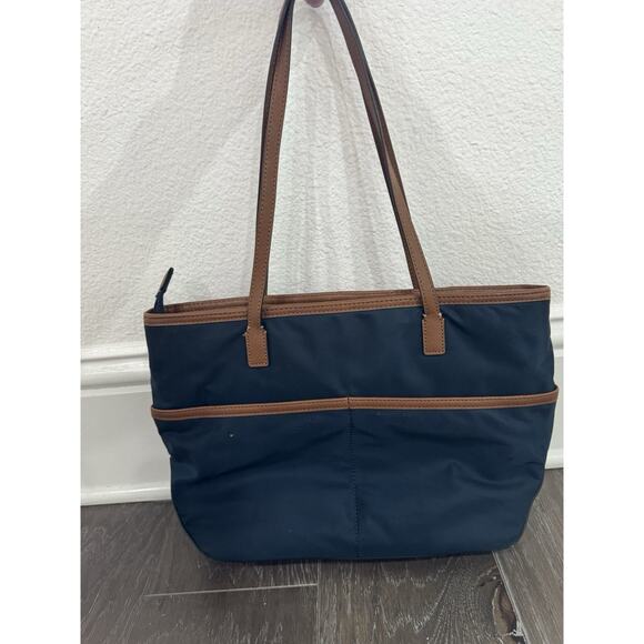 Michael Kors Medium Kempton Shoulder Bag Tote in Navy brown Navy Preppy Tote Bag - Picture 5 of 6